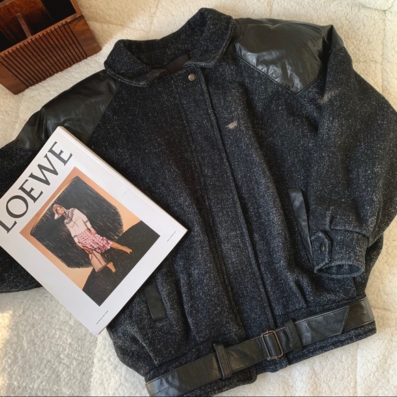 Vintage Wool & Leather Bomber Jacket - Picture 2 of 13